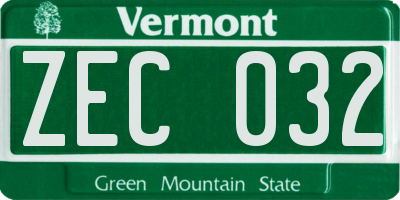 VT license plate ZEC032