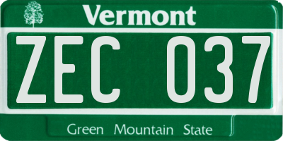 VT license plate ZEC037