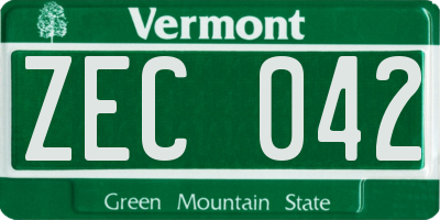VT license plate ZEC042