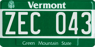 VT license plate ZEC043