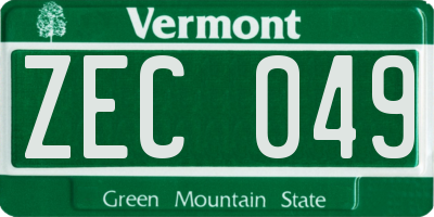 VT license plate ZEC049