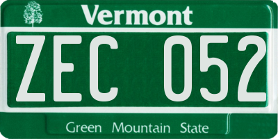 VT license plate ZEC052