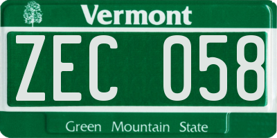 VT license plate ZEC058