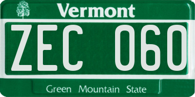 VT license plate ZEC060