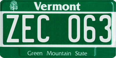 VT license plate ZEC063