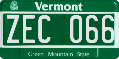 VT license plate ZEC066