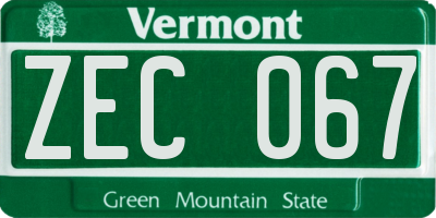 VT license plate ZEC067