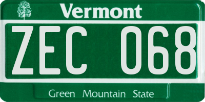 VT license plate ZEC068