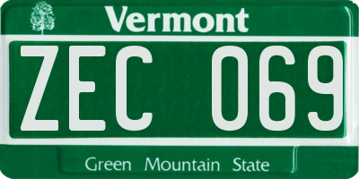 VT license plate ZEC069
