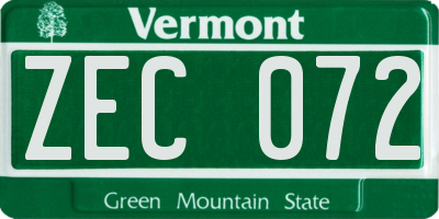 VT license plate ZEC072