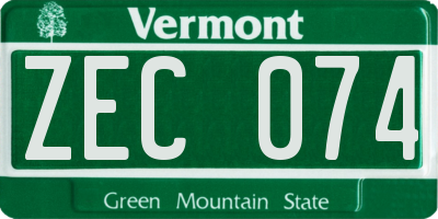 VT license plate ZEC074