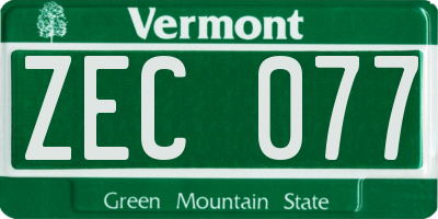 VT license plate ZEC077