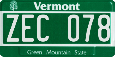 VT license plate ZEC078