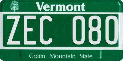 VT license plate ZEC080
