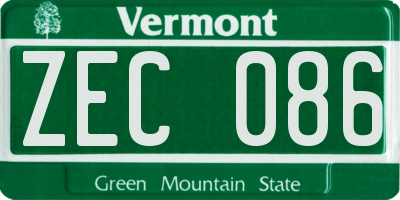 VT license plate ZEC086