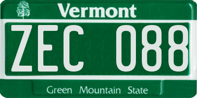 VT license plate ZEC088