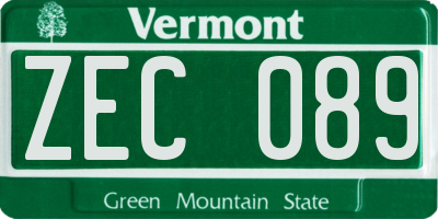 VT license plate ZEC089