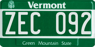VT license plate ZEC092