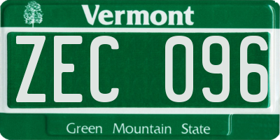VT license plate ZEC096