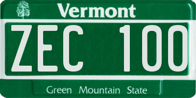 VT license plate ZEC100