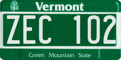 VT license plate ZEC102