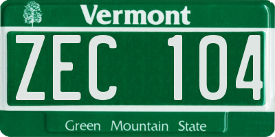 VT license plate ZEC104