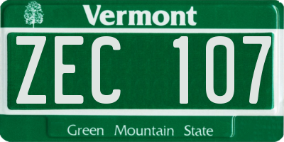 VT license plate ZEC107