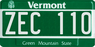 VT license plate ZEC110