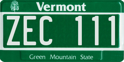 VT license plate ZEC111