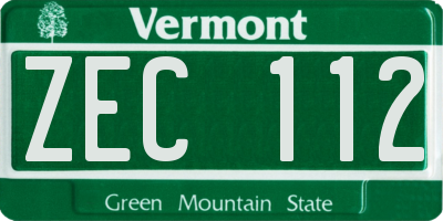 VT license plate ZEC112