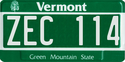 VT license plate ZEC114