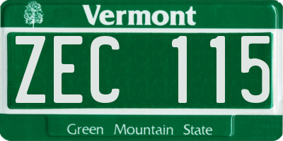 VT license plate ZEC115