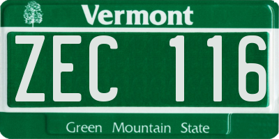 VT license plate ZEC116