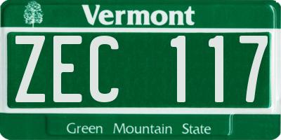 VT license plate ZEC117