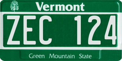 VT license plate ZEC124