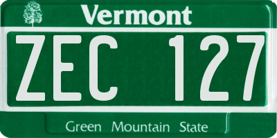 VT license plate ZEC127