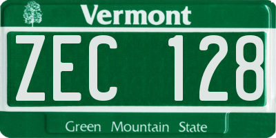 VT license plate ZEC128