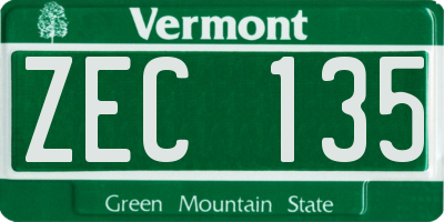 VT license plate ZEC135