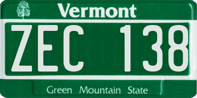 VT license plate ZEC138