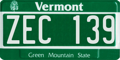 VT license plate ZEC139