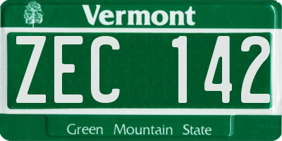 VT license plate ZEC142