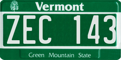 VT license plate ZEC143