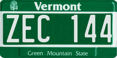 VT license plate ZEC144
