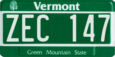 VT license plate ZEC147