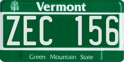VT license plate ZEC156