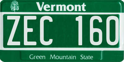 VT license plate ZEC160