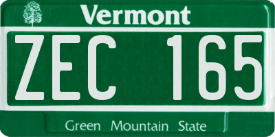 VT license plate ZEC165