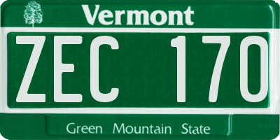 VT license plate ZEC170