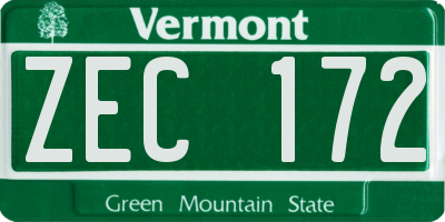 VT license plate ZEC172