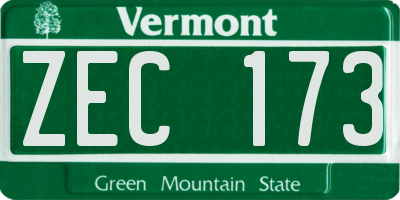 VT license plate ZEC173
